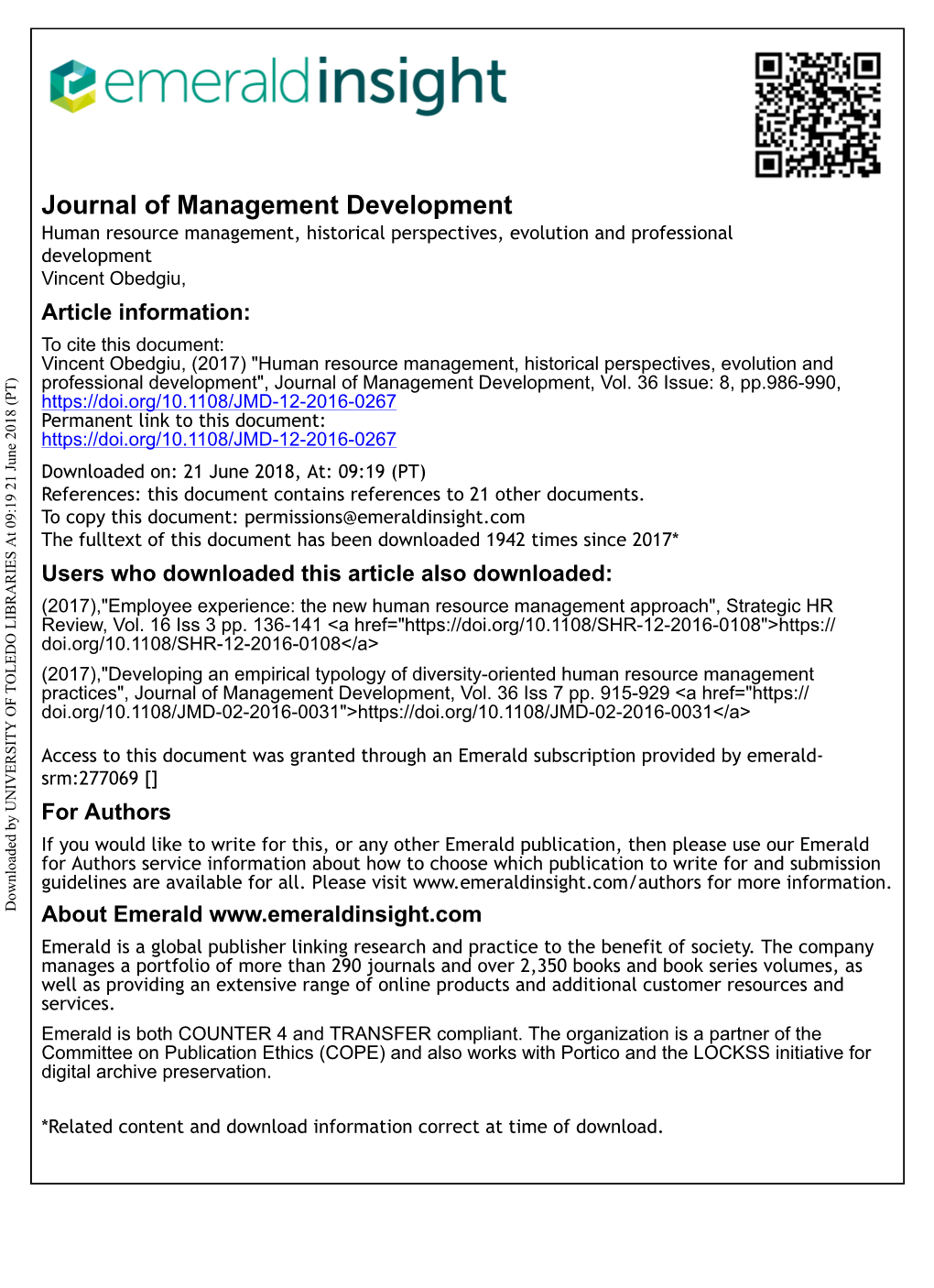 Human Resource Management, Historical Perspectives, Evolution