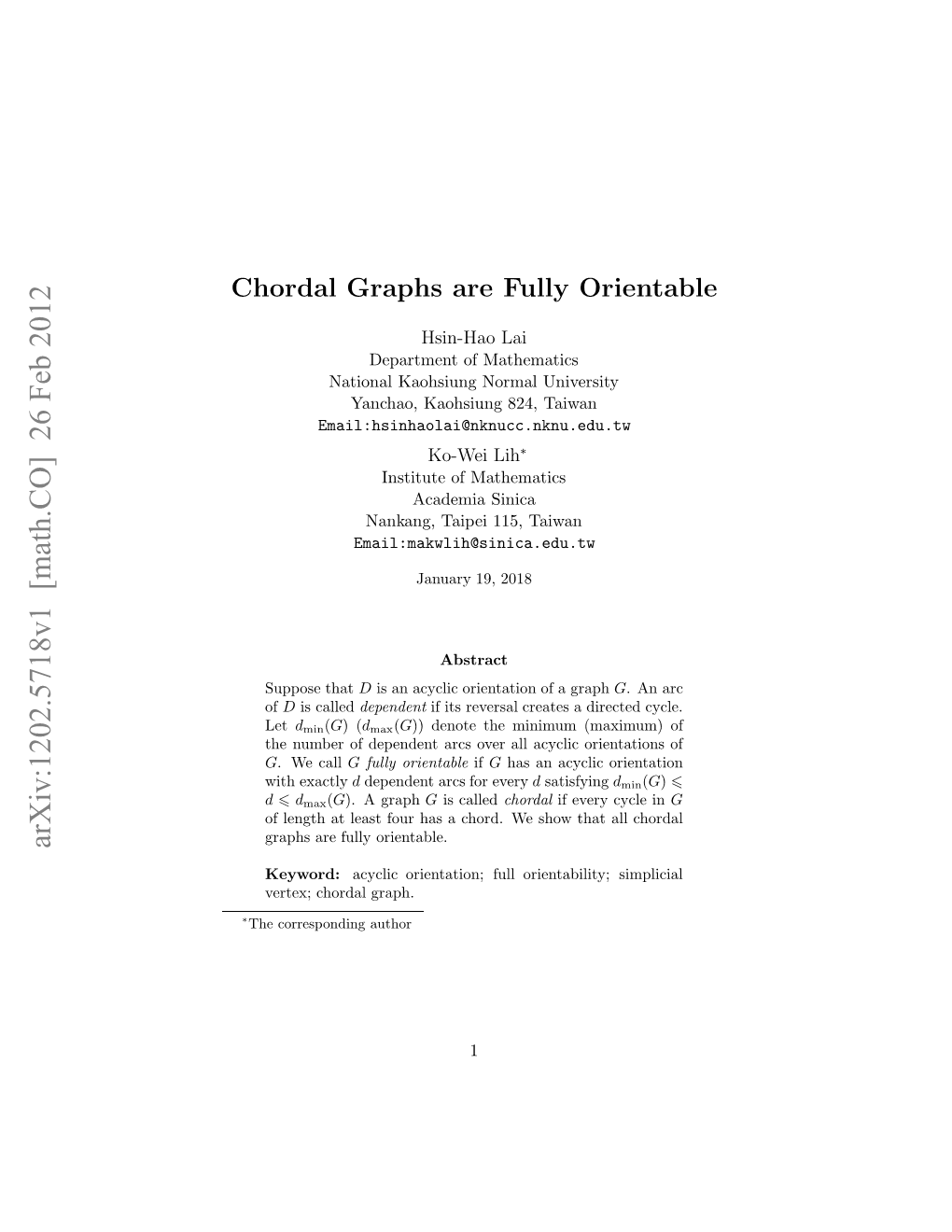 Chordal Graphs Are Fully Orientable