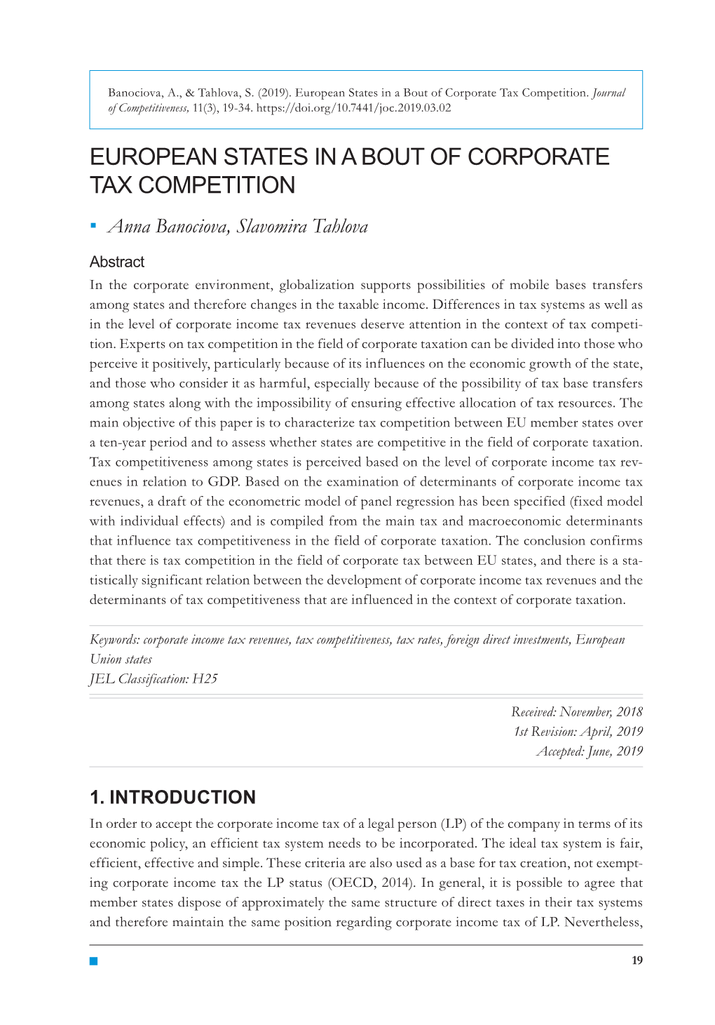 European States in a Bout of Corporate Tax Competition