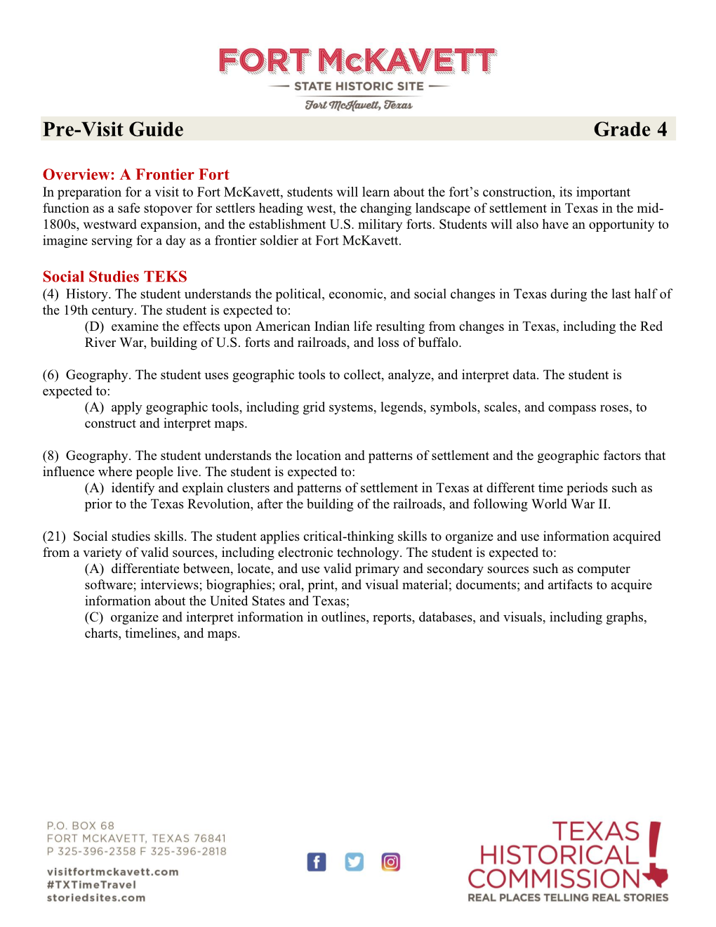 Pre-Visit Guide Grade 4