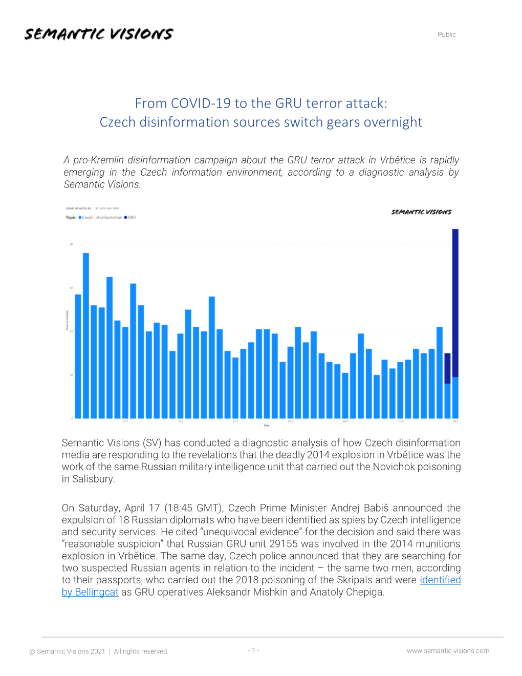 From COVID-19 to the GRU Terror Attack: Czech Disinformation Sources Switch Gears Overnight