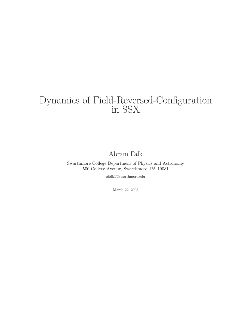 Dynamics of Field-Reversed-Configuration In