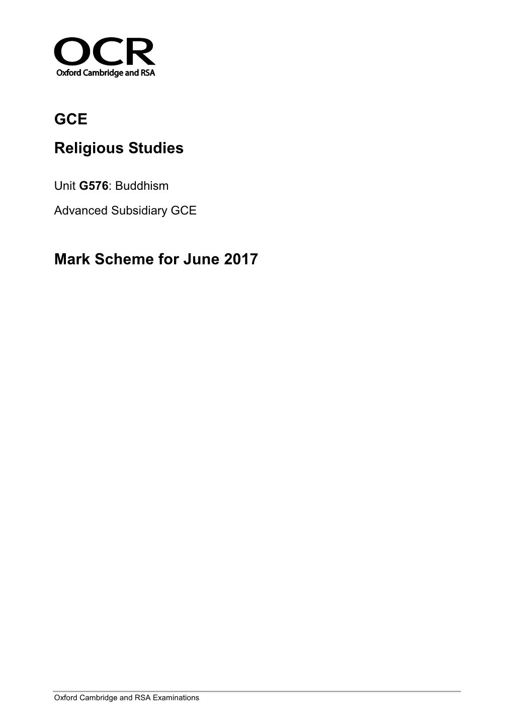 Mark Scheme G576 Buddhism June 2017