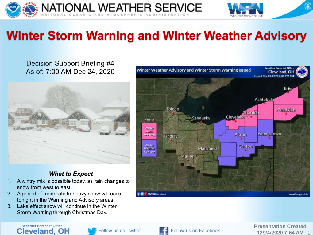 Winter Storm Warning and Winter Weather Advisory