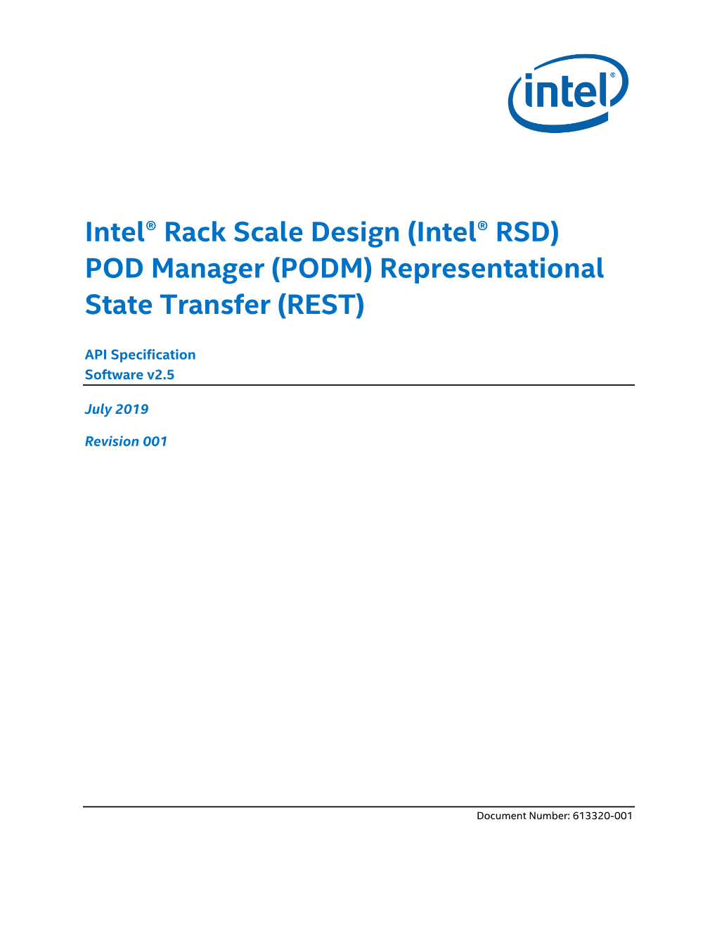 Intel® Rack Scale Design (Intel® RSD) PODM Restful API Specification