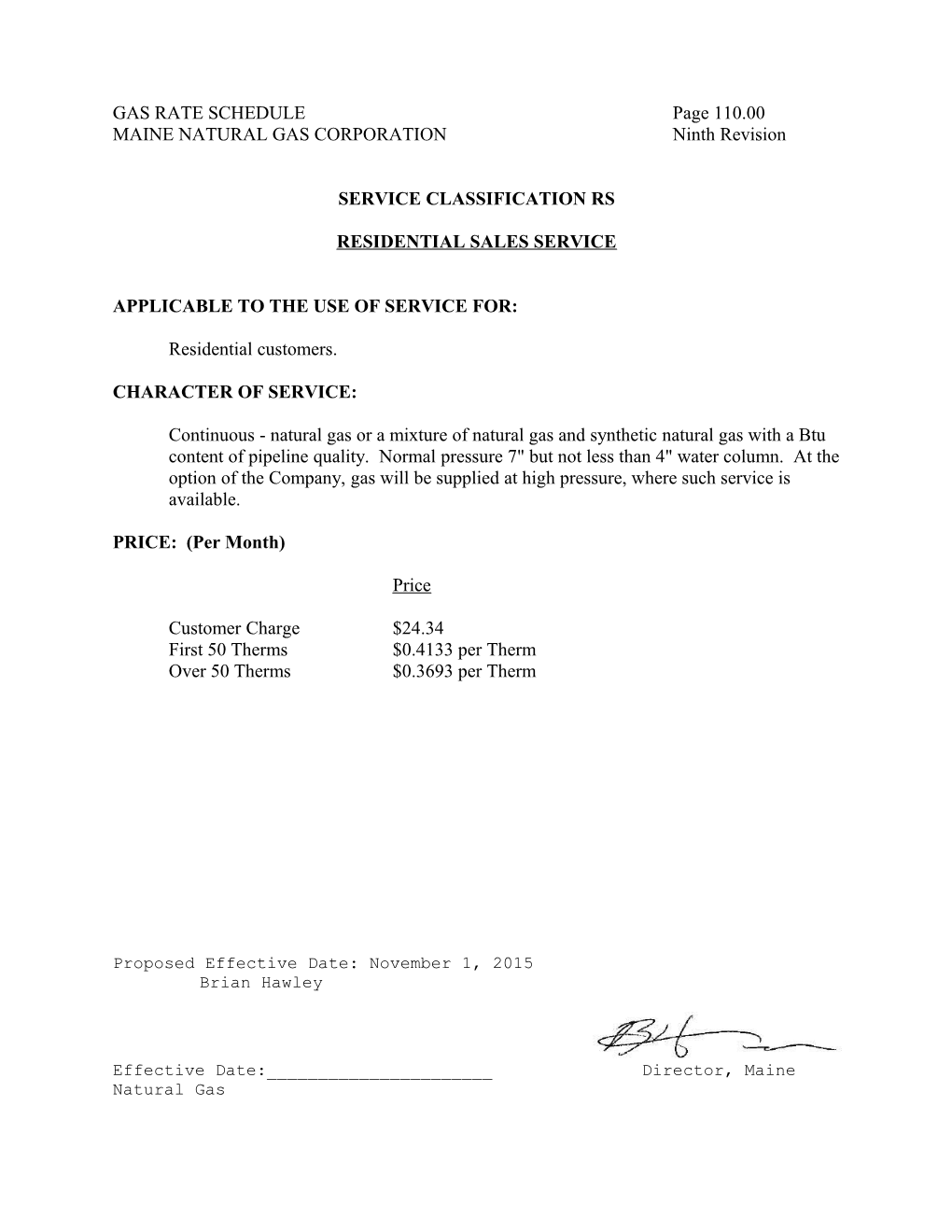 MNG - Rate Schedule Service Classifications (W0094358;2)