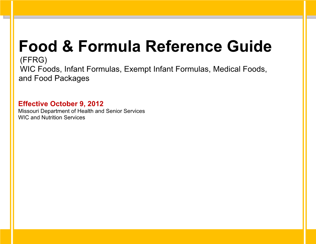 Food & Formula Reference Guide