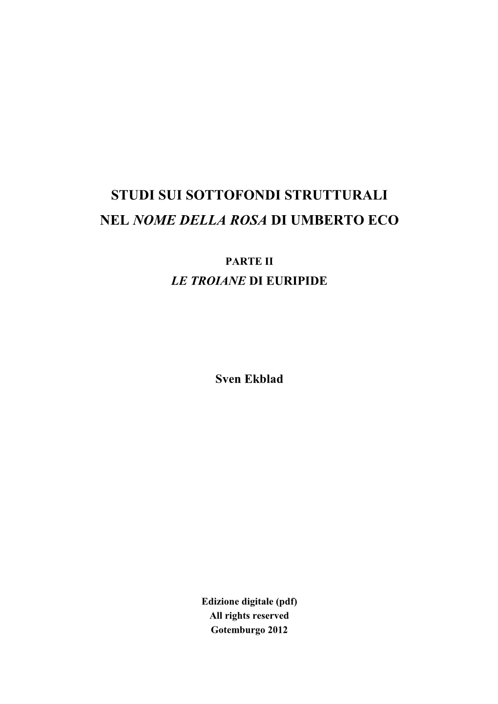 Studi Sui Sottofondi Strutturali Etc, Parte Seconda