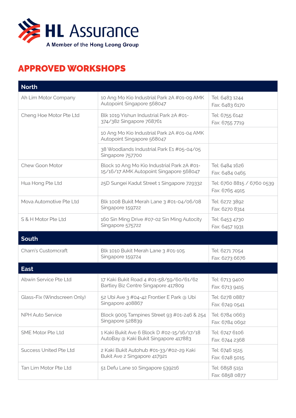 Approved Workshops