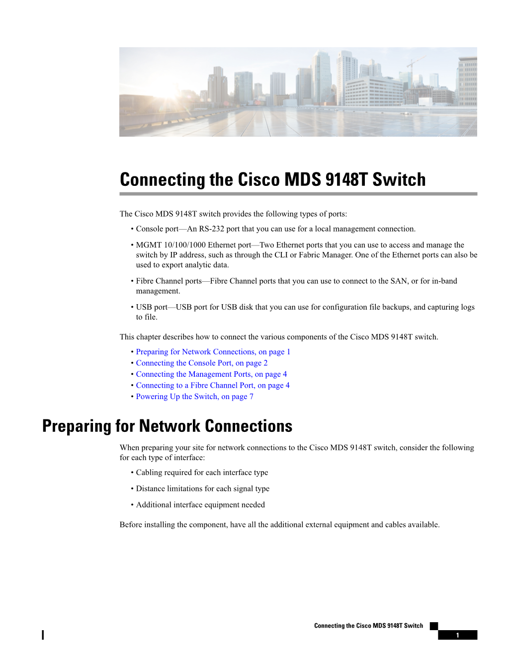 Connecting the Cisco MDS 9148T Switch
