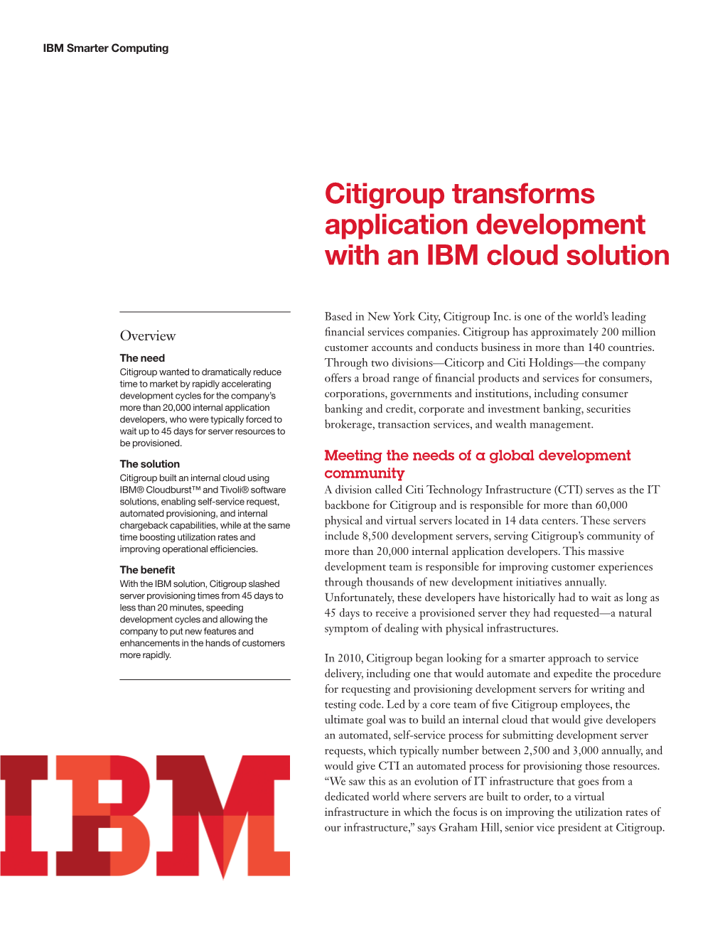 Citigroup Transforms Application Development with an IBM Cloud Solution