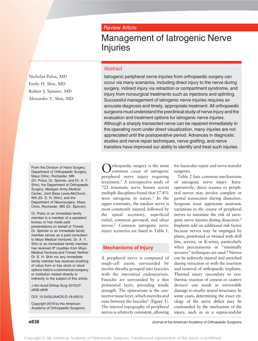 Management of Iatrogenic Nerve Injuries