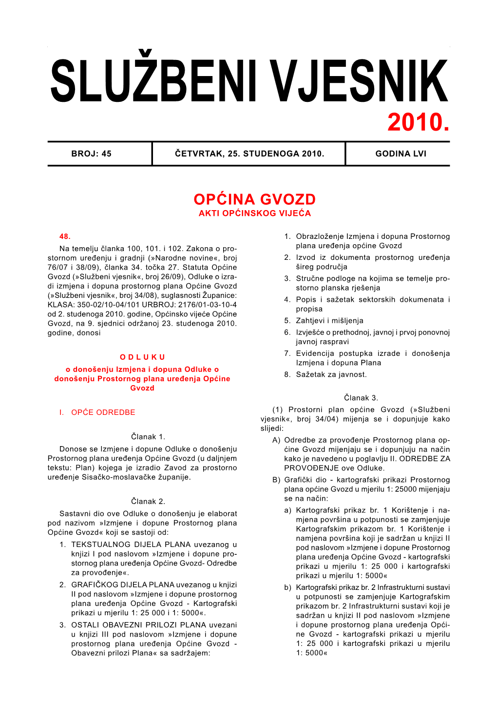 Općina Gvozd Akti Općinskog Vijeća