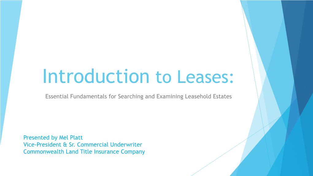 Introduction to Leases