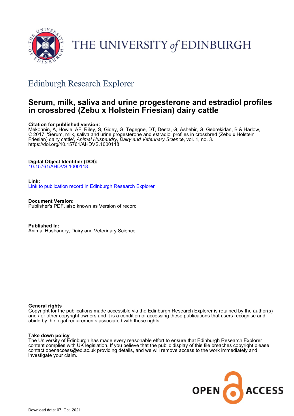 Serum, Milk, Saliva and Urine Progesterone and Estradiol Profiles in Crossbred (Zebu X Holstein Friesian) Dairy Cattle