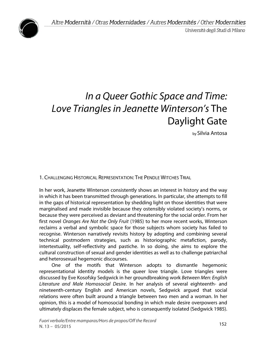 In a Queer Gothic Space and Time: Love Triangles in Jeanette Winterson’S the Daylight Gate