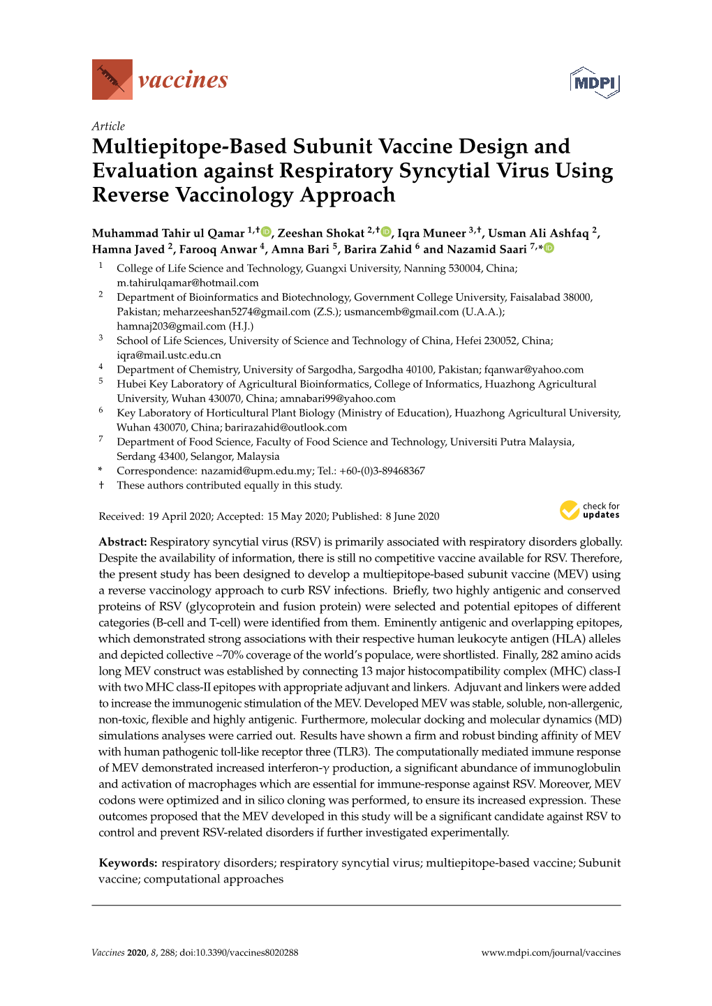 Multiepitope-Based Subunit Vaccine Design and Evaluation Against Respiratory Syncytial Virus Using Reverse Vaccinology Approach