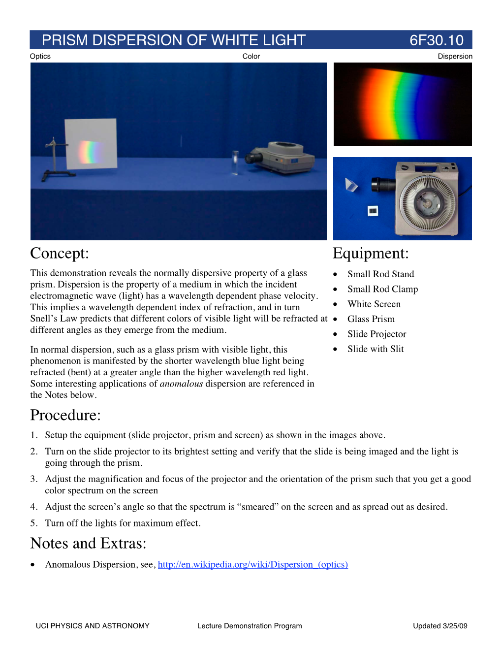 6F30.10 Optics Color Dispersion