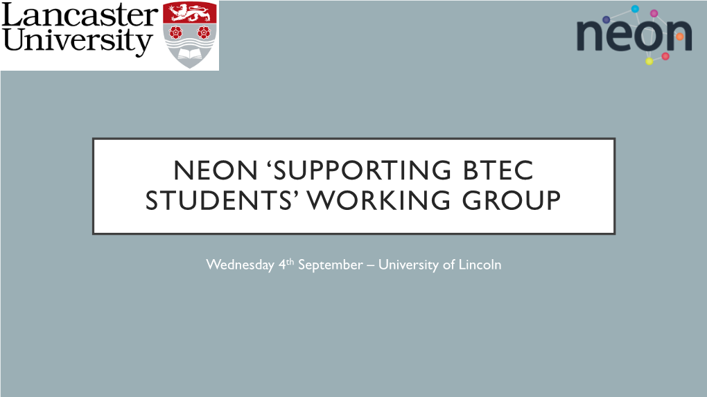 Supporting Btec Students’ Working Group