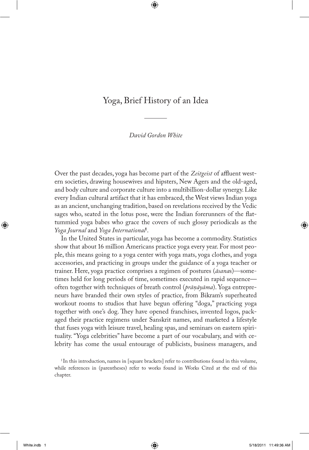 Yoga, Brief History of an Idea