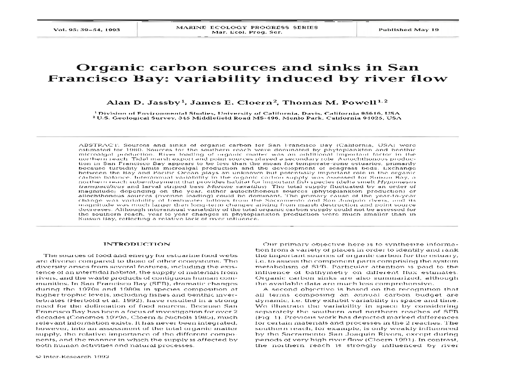 Organic Carbon Sources and Sinks in San Francisco Bay: Variability Induced by River Flow