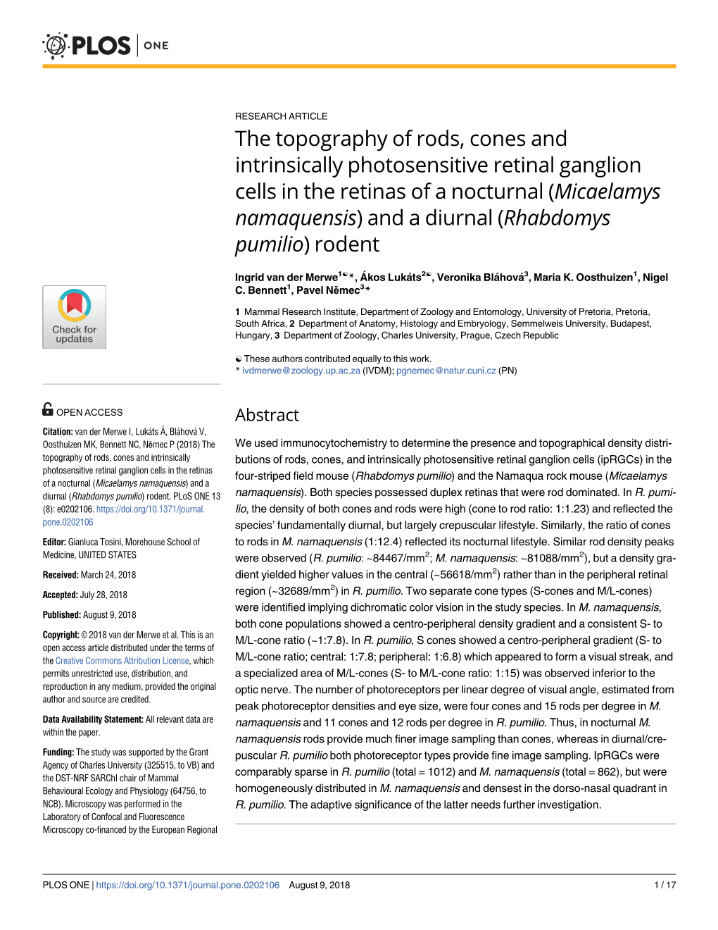 The Topography of Rods, Cones and Intrinsically