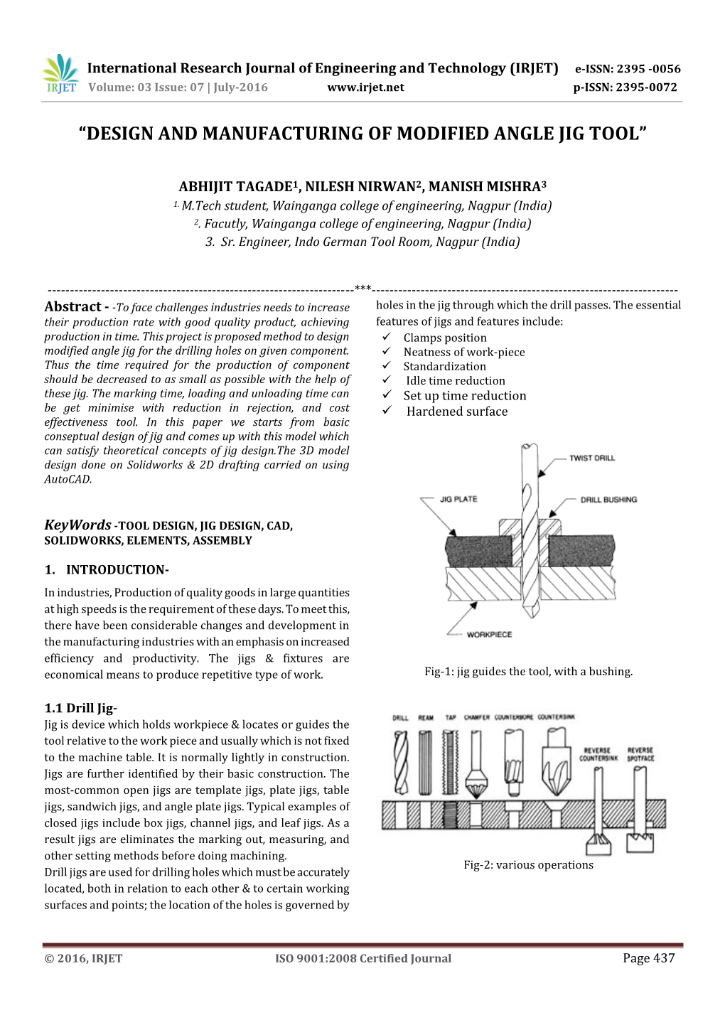 “Design and Manufacturing of Modified Angle Jig Tool”