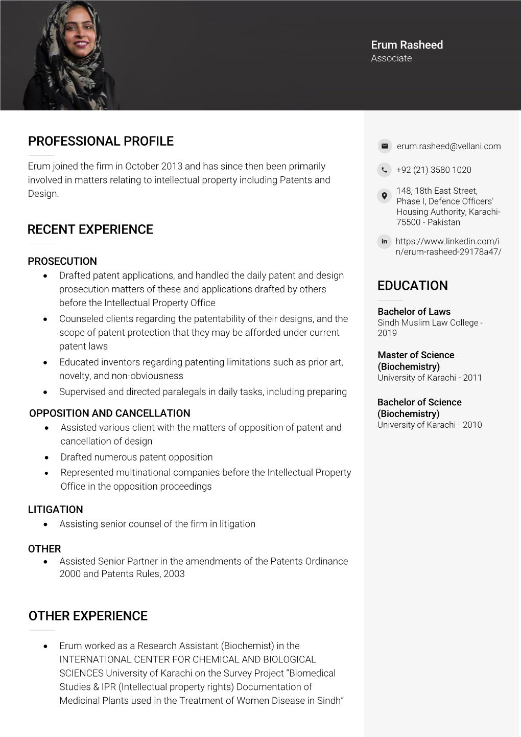 Professional Profile Education Recent