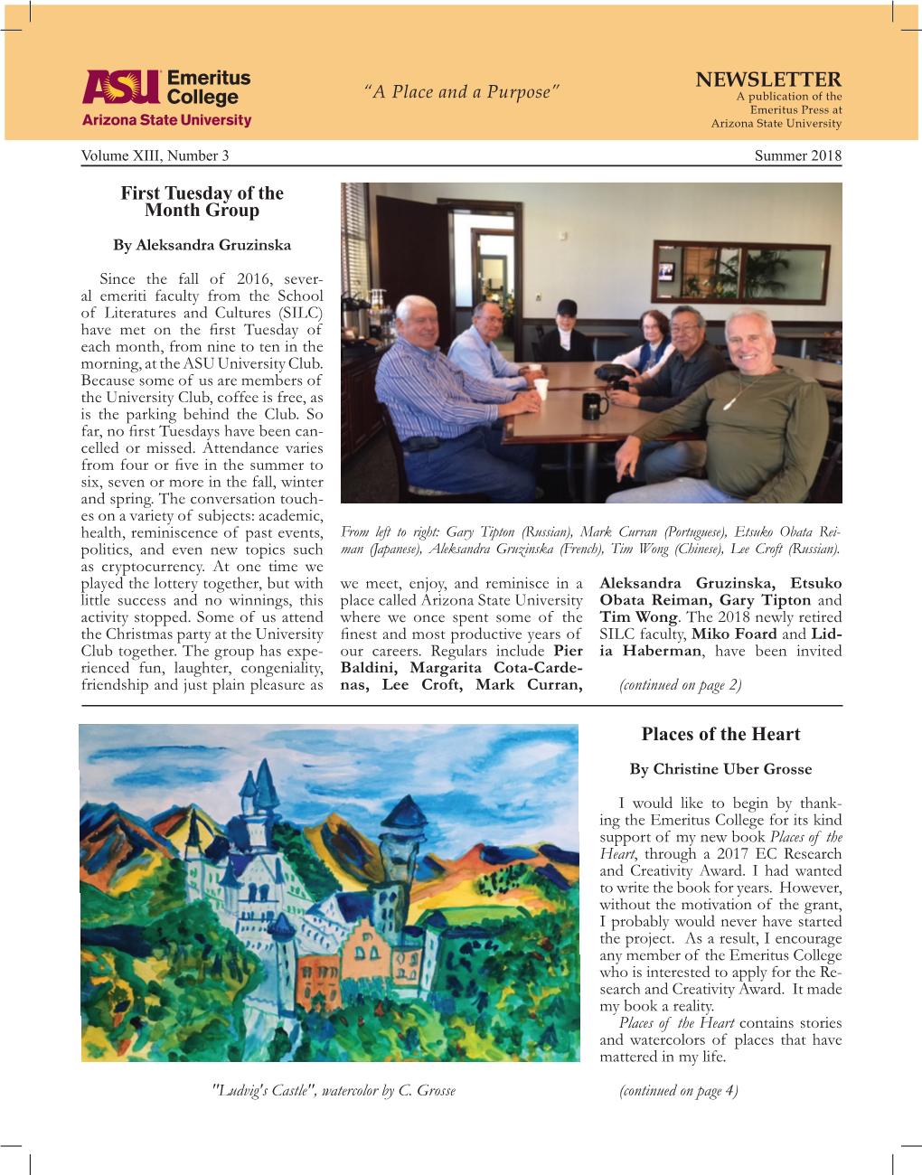 NEWSLETTER “A Place and a Purpose” a Publication of the Emeritus Press at Arizona State University