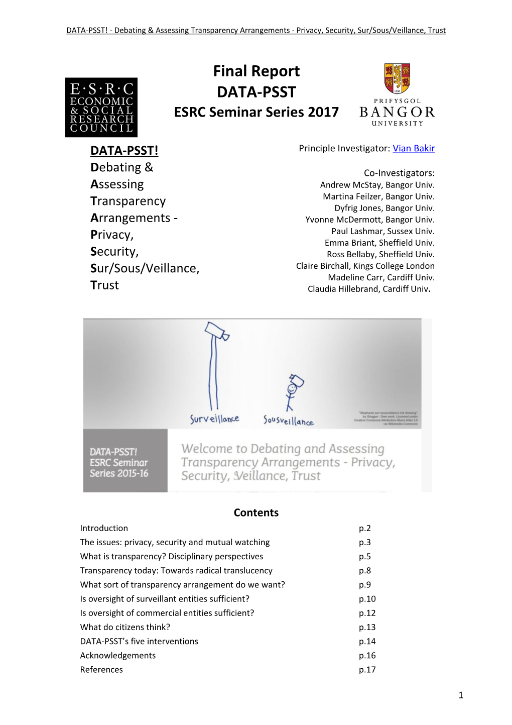 Final Report DATA-PSST ESRC Seminar Series 2017