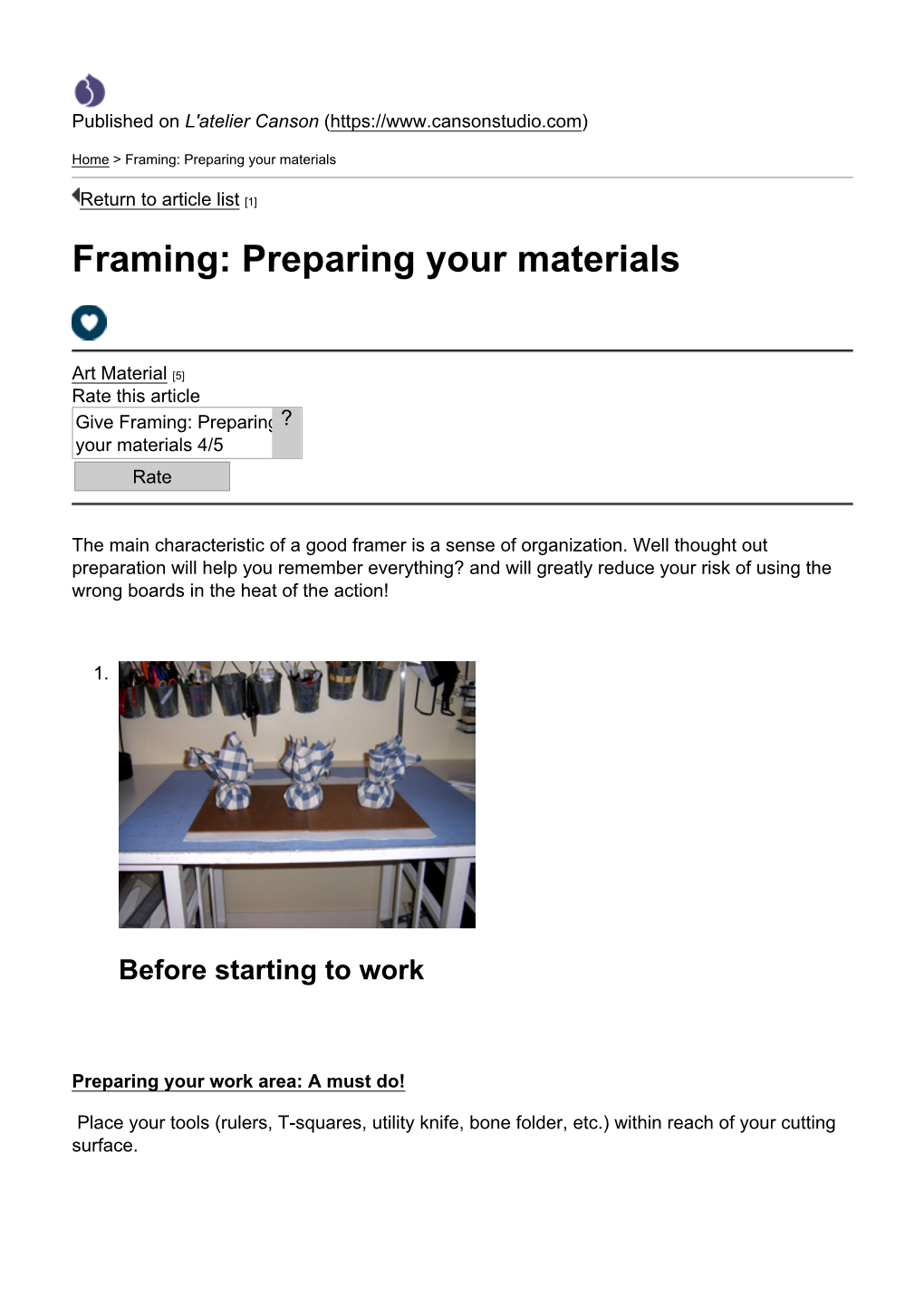 Framing: Preparing Your Materials