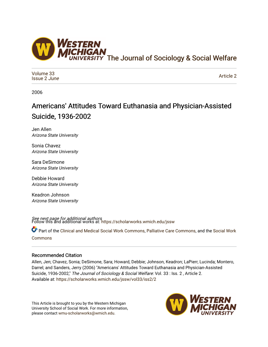 Americans' Attitudes Toward Euthanasia and Physician-Assisted Suicide, 1936-2002