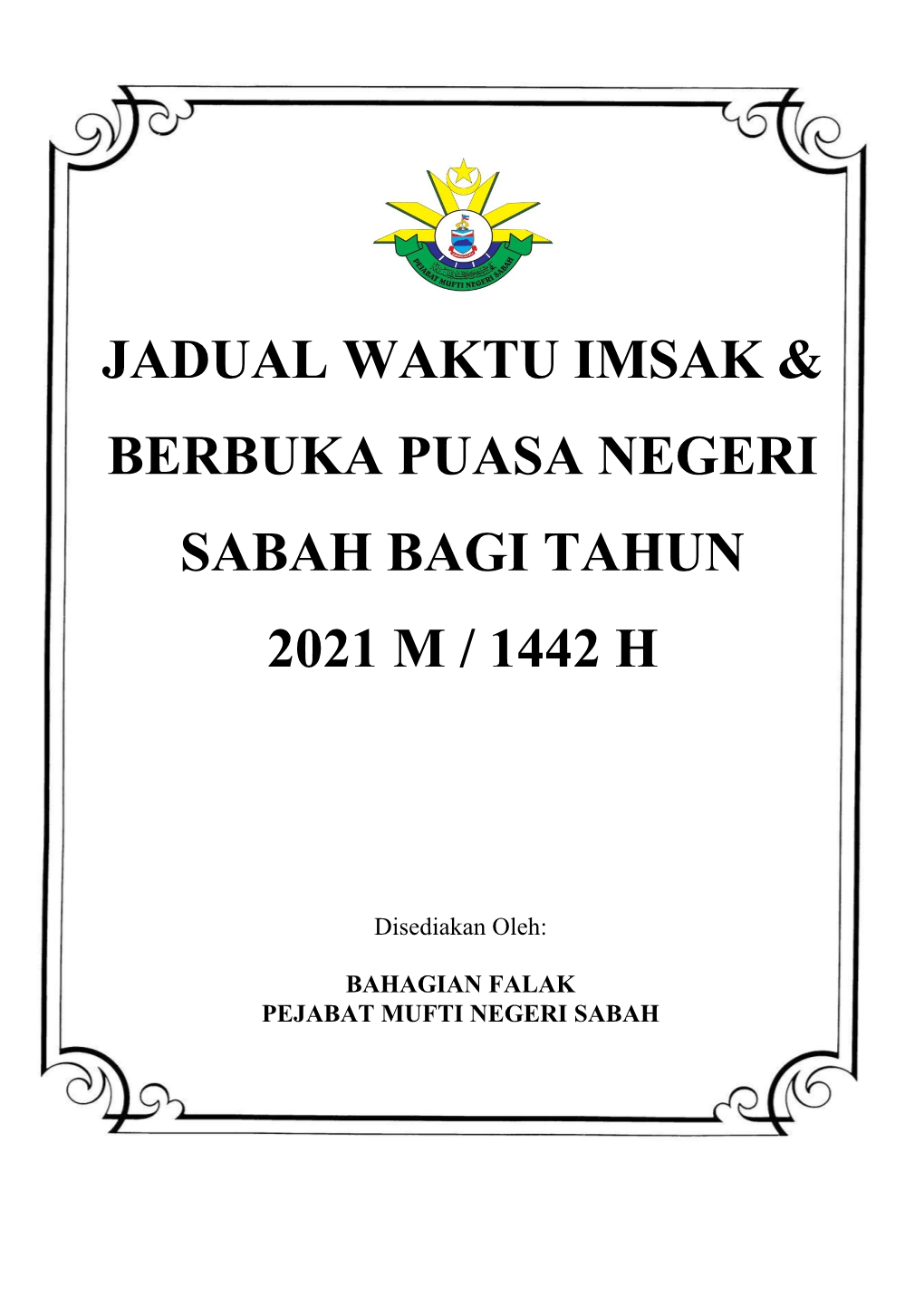 Jadual Waktu Imsak & Berbuka Puasa Negeri Sabah Bagi