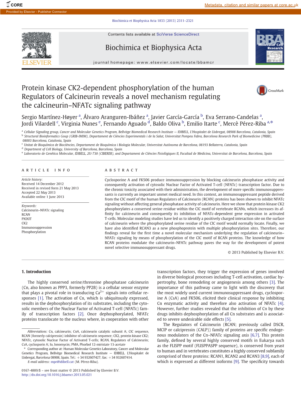 Protein Kinase CK2-Dependent Phosphorylation of the Human Regulators of Calcineurin Reveals a Novel Mechanism Regulating the Calcineurin–Nfatc Signaling Pathway