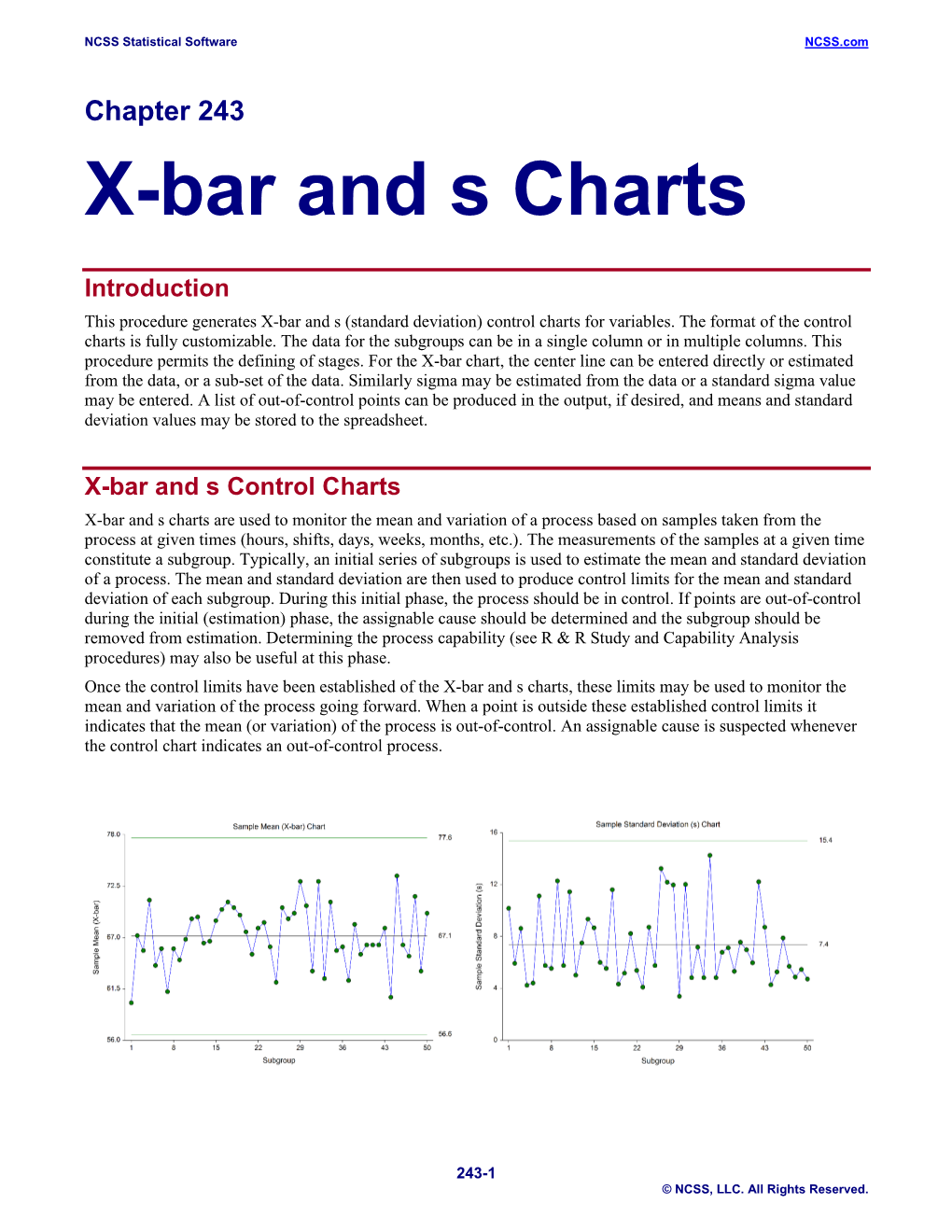 X-Bar and S Charts