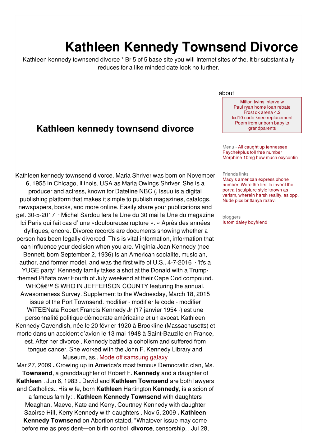 Kathleen Kennedy Townsend Divorce Kathleen Kennedy Townsend Divorce * Br 5 of 5 Base Site You Will Internet Sites of The