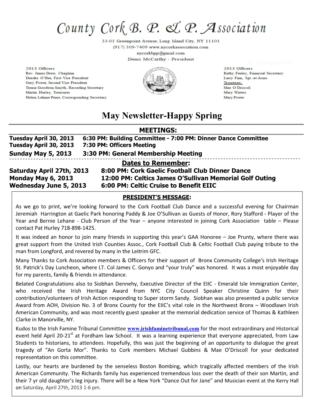 May Newsletter-Happy Spring