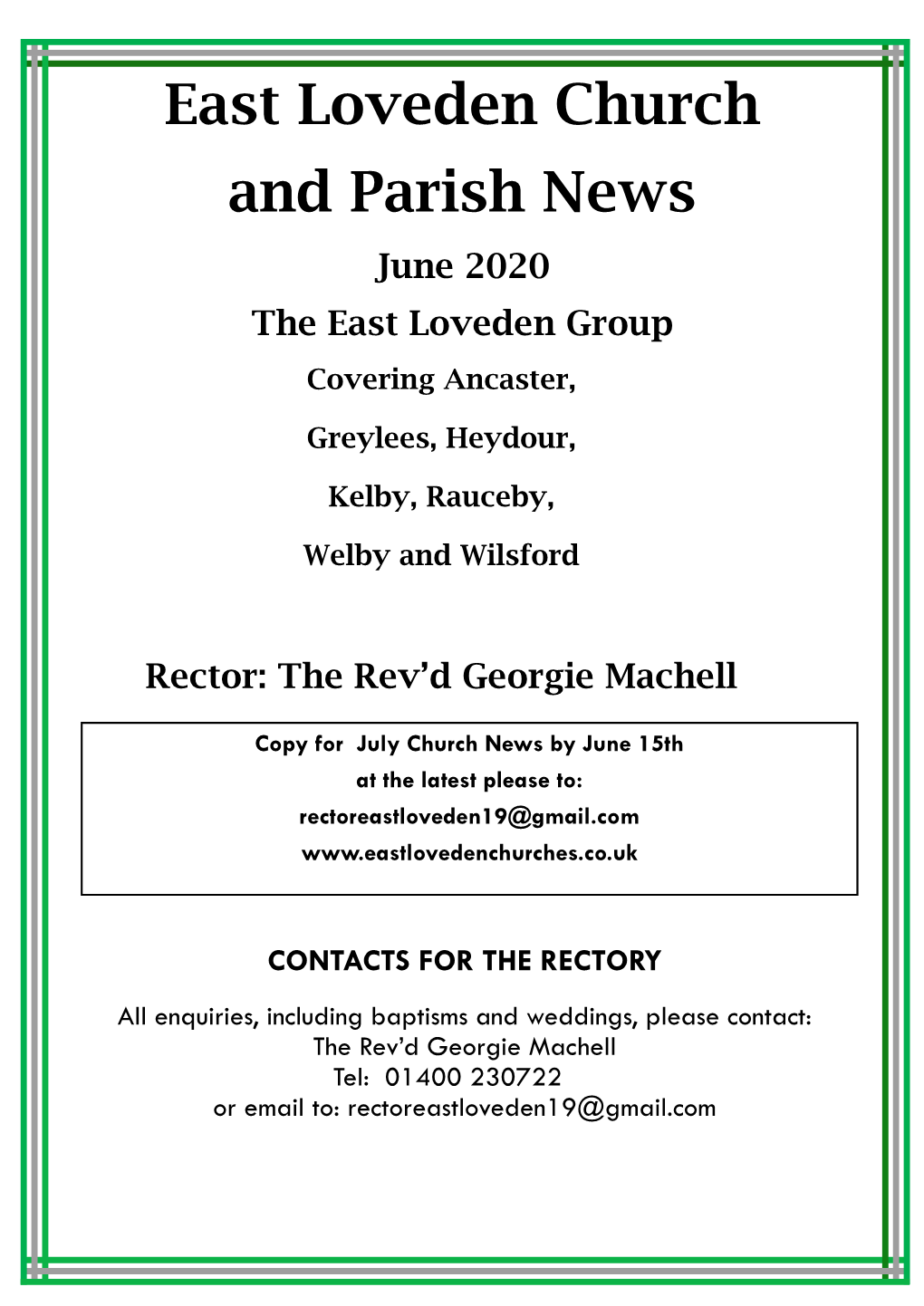 East Loveden Church and Parish News June 2020 the East Loveden Group Covering Ancaster