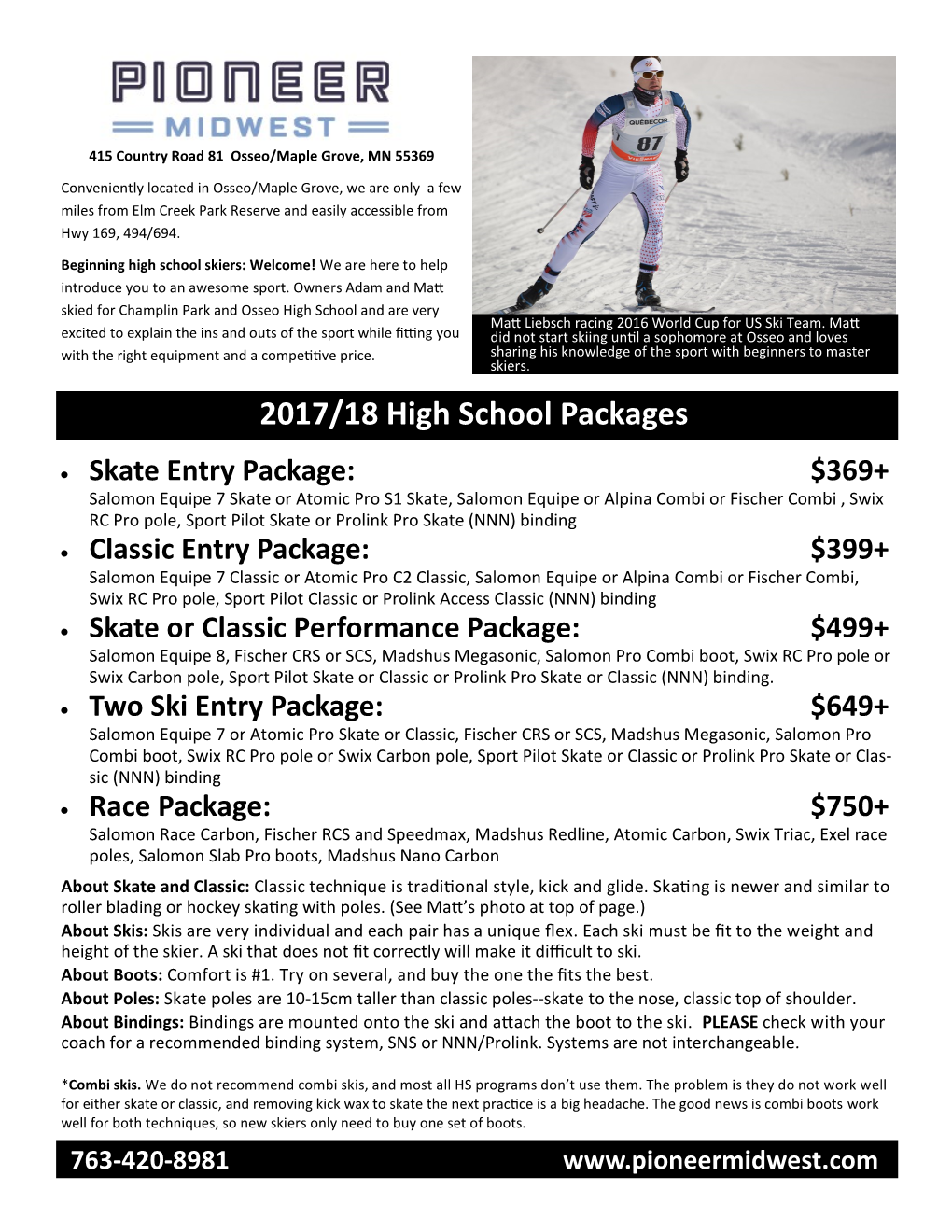 2017/18 High School Packages