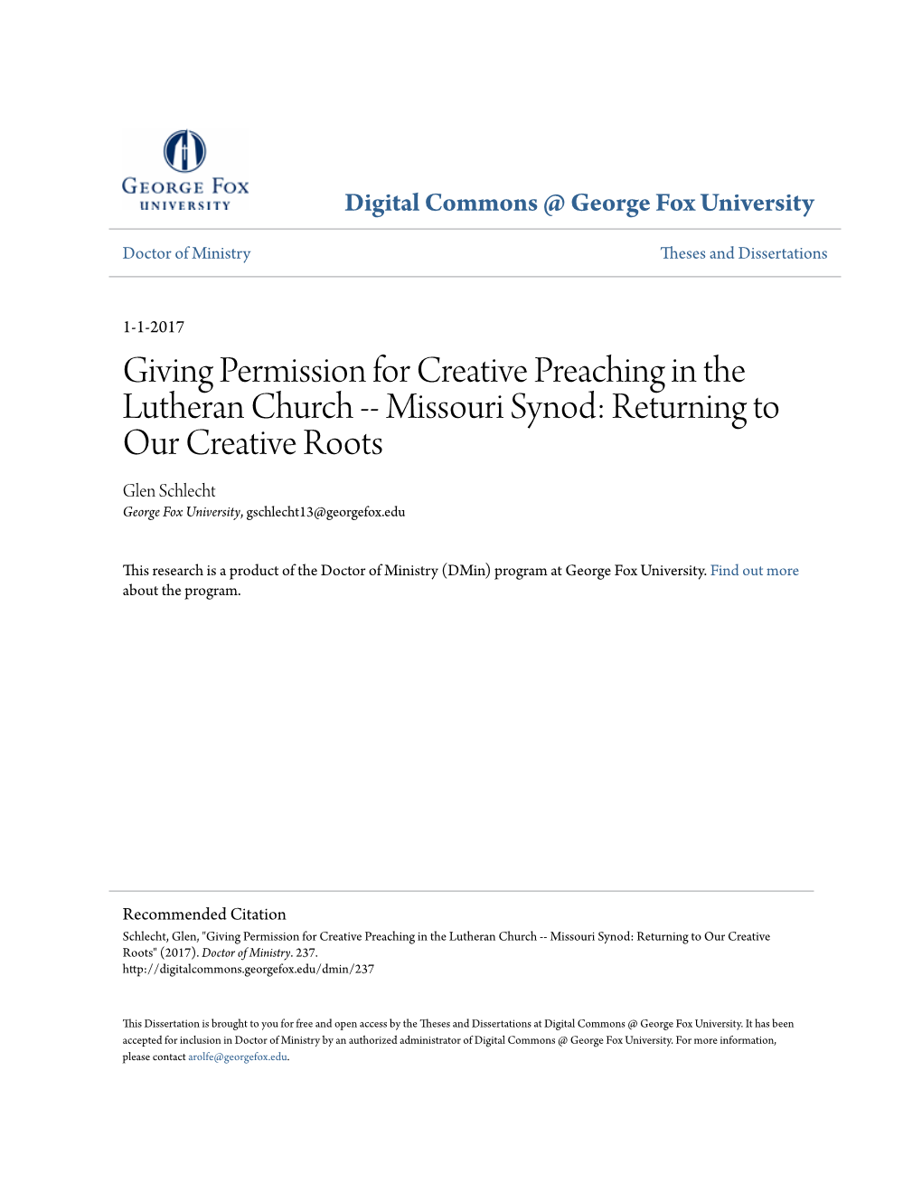 Giving Permission for Creative Preaching in the Lutheran Church