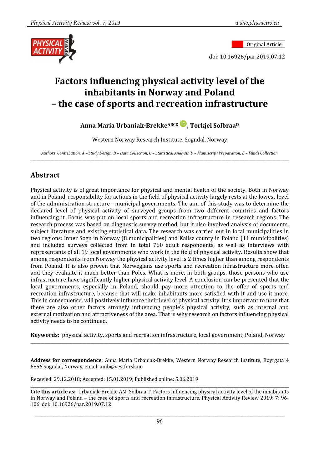 Physical Activity Review Vol. 3, 2015