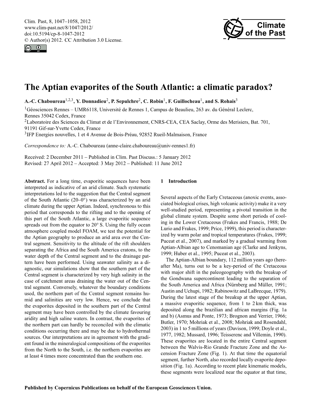 The Aptian Evaporites of the South Atlantic: a Climatic Paradox?