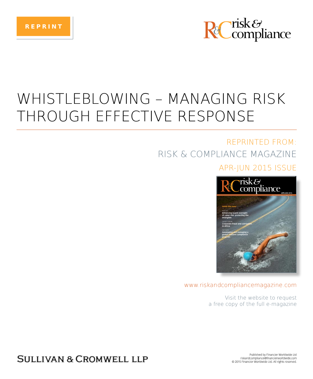 Whistleblowingdata Privacy – Managing Risk Throughin Europe Effective Response