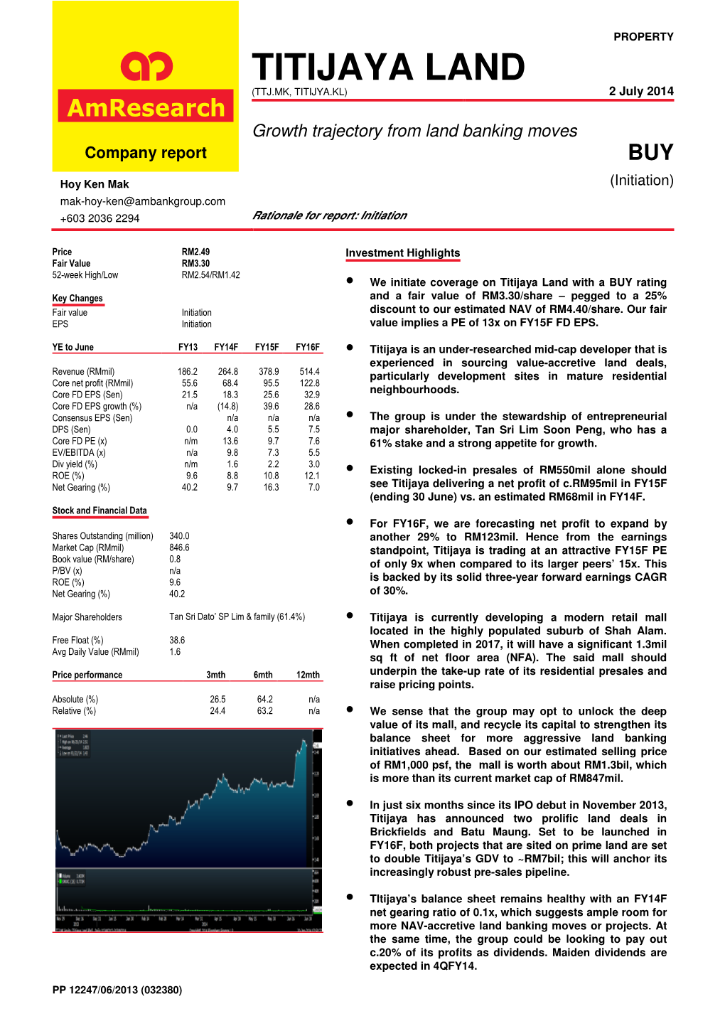 TITIJAYA LAND (TTJ.MK, TITIJYA.KL) 2 July 2014