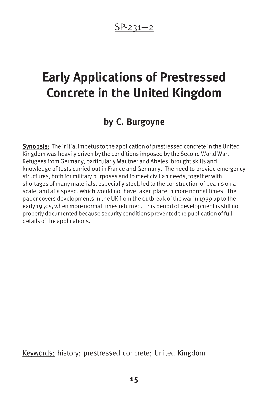 Early Applications of Prestressed Concrete in the United Kingdom