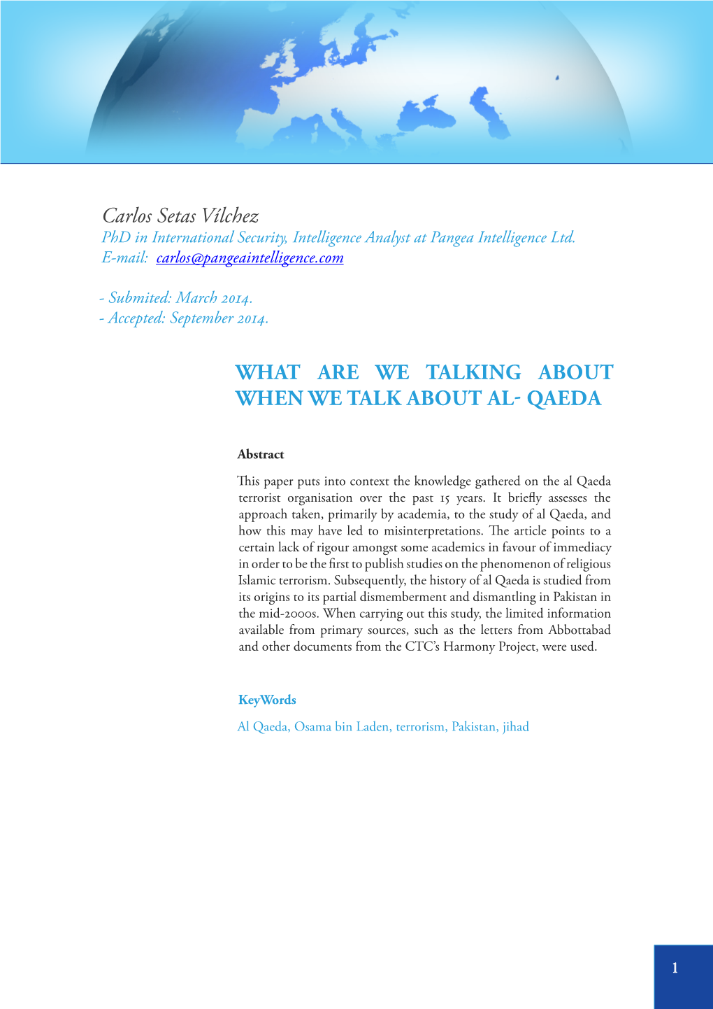 Carlos Setas Vílchez What Are We Talking About When We Talk About Al- Qaeda?