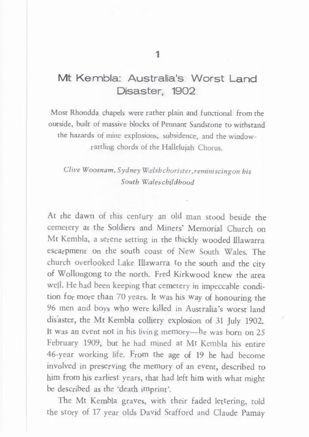 Mt Kembla: Australia's Worst Land Disaster, 1902