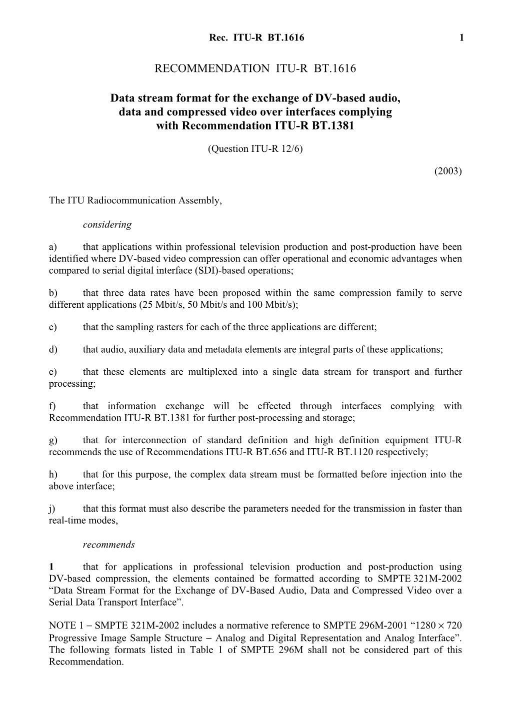 Smpte Standard