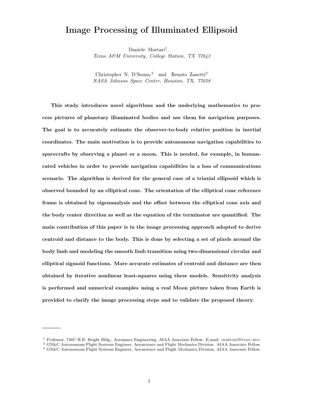 Image Processing of Illuminated Ellipsoid