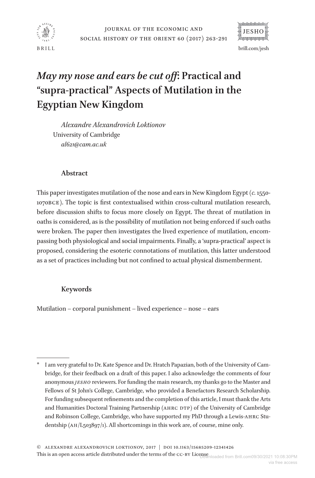 “Supra-Practical” Aspects of Mutilation in the Egyptian New Kingdom